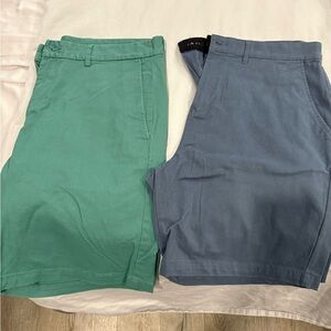 Men's Green and Blue Shorts